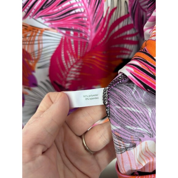 Fashion Bug Pink Purple Tropical Flowy Tie Back Halter Vneck Blouse size 2x - Picture 4 of 7